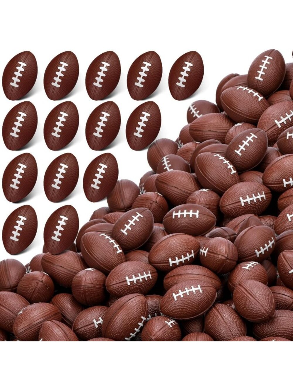 Mini Foam Footballs - 200 Pack, Dark Brown, 1.57 Inch - Perfect for Games